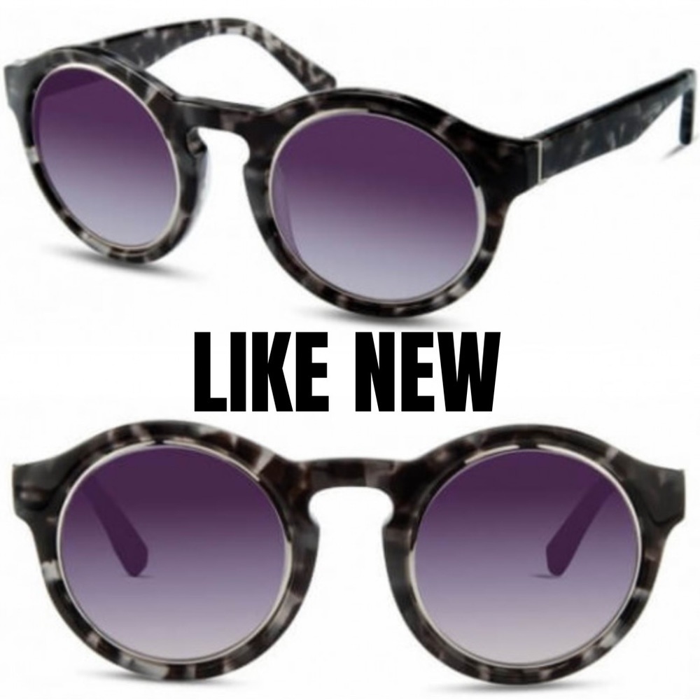 Like new Derek Lam Bowery black / white tortoise shell sunglasses purple lenses